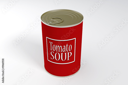 A can of tomato soup isolated with clipping path