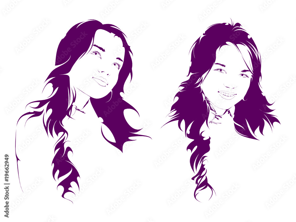 beautiful young girl, vector portrait beautiful young girl, vector portrait