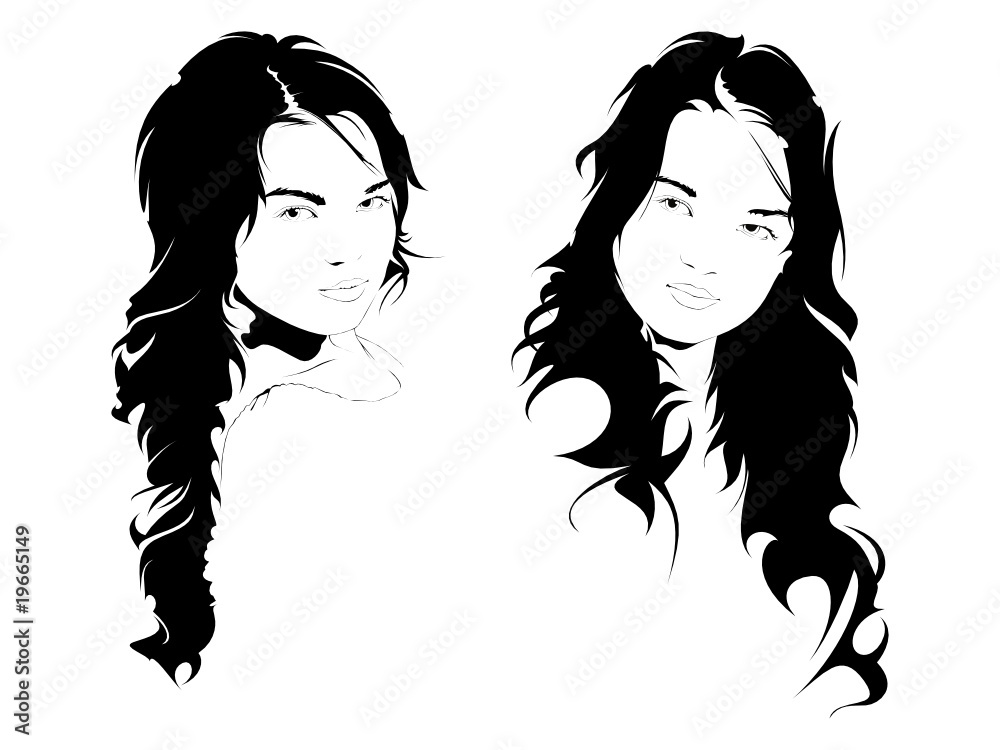 beautiful young girl, vector portrait beautiful young girl, vector portrait