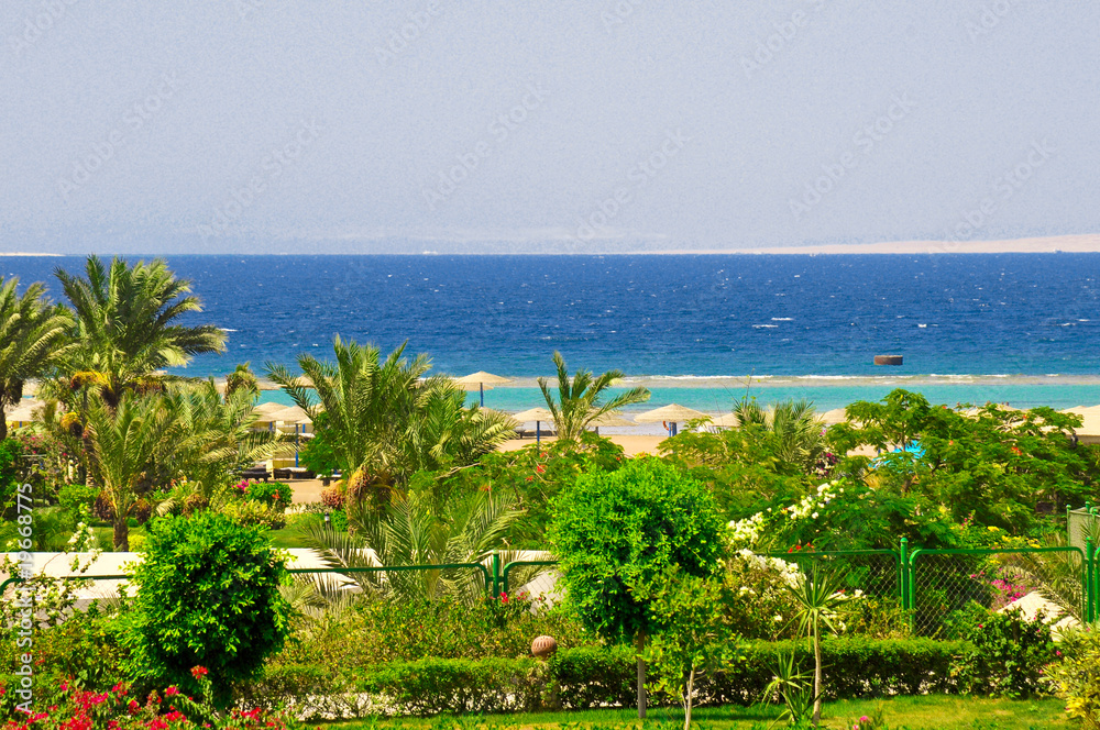 Beautiful view of the sea from the Egyptian hotel