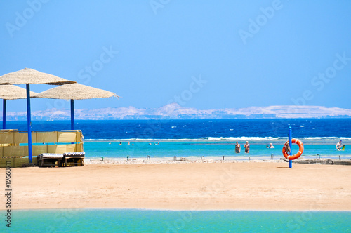 Life buoy on the beach of Egypt