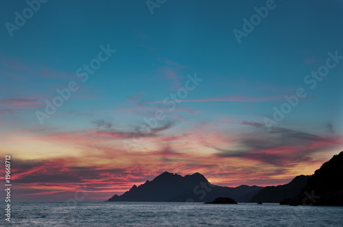 Corsica - Sunset over the UNESCO protected world heritage site o