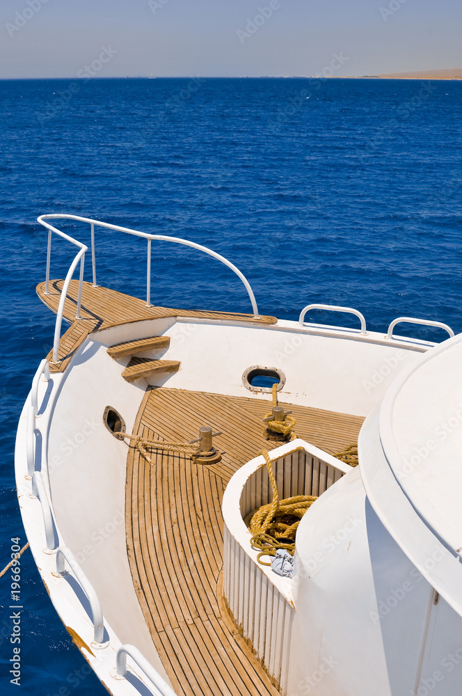Deck of the moored yacht