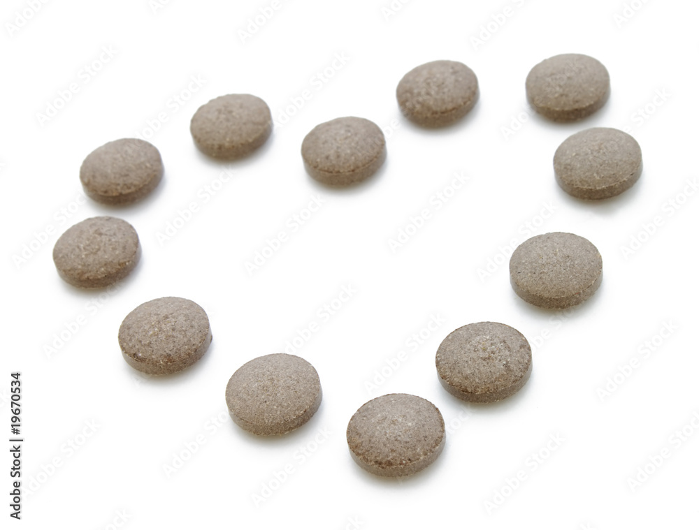 Tablets in the form of heart Tablets in the form of heart