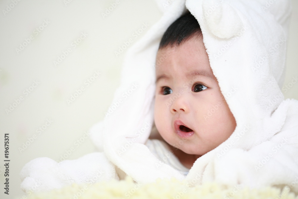 close up of cute asia baby