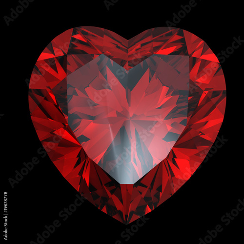 Red heart shaped garnet