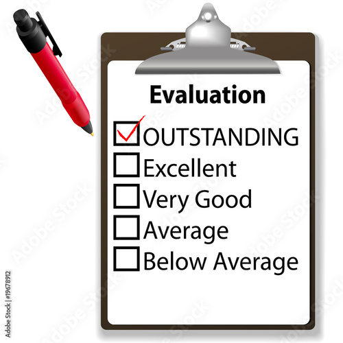Outstanding job evalution clipboard check mark pen