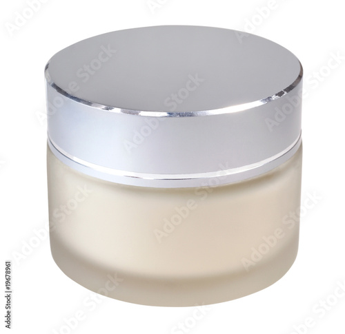 jar of cosmetic cream on white background