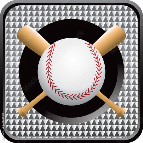 baseball with bats silver checkered web button