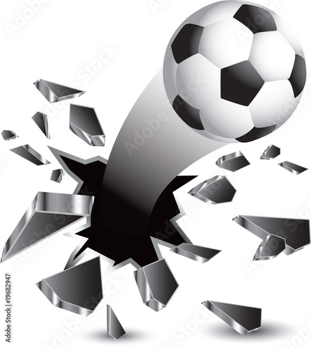 soccer ball coming out of cracked wall