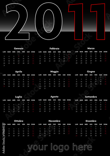 calendario 2011 fondo nero