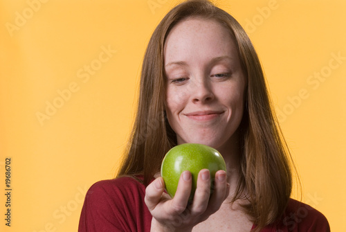 woman with apple