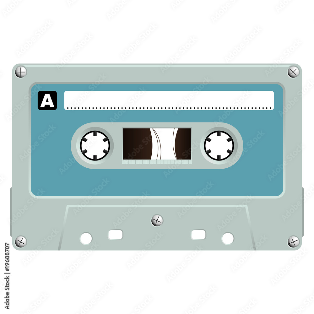 Audio cassette isolated over white background