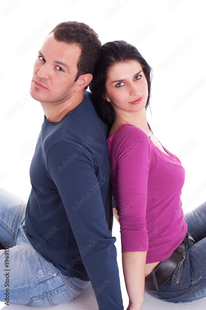 Fototapeta premium couple sitting back to back