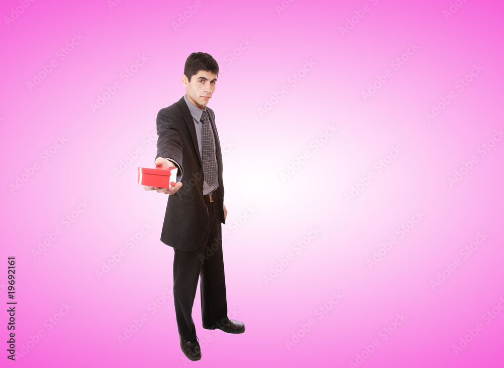 young man with a gift box young man with a gift box