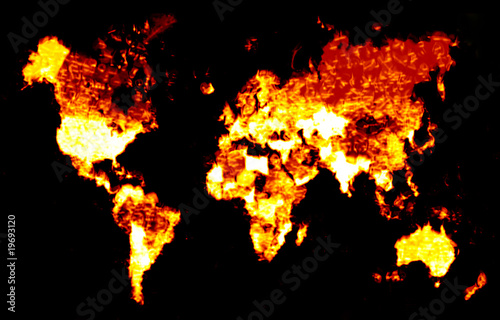 Fiery World Map Illustration