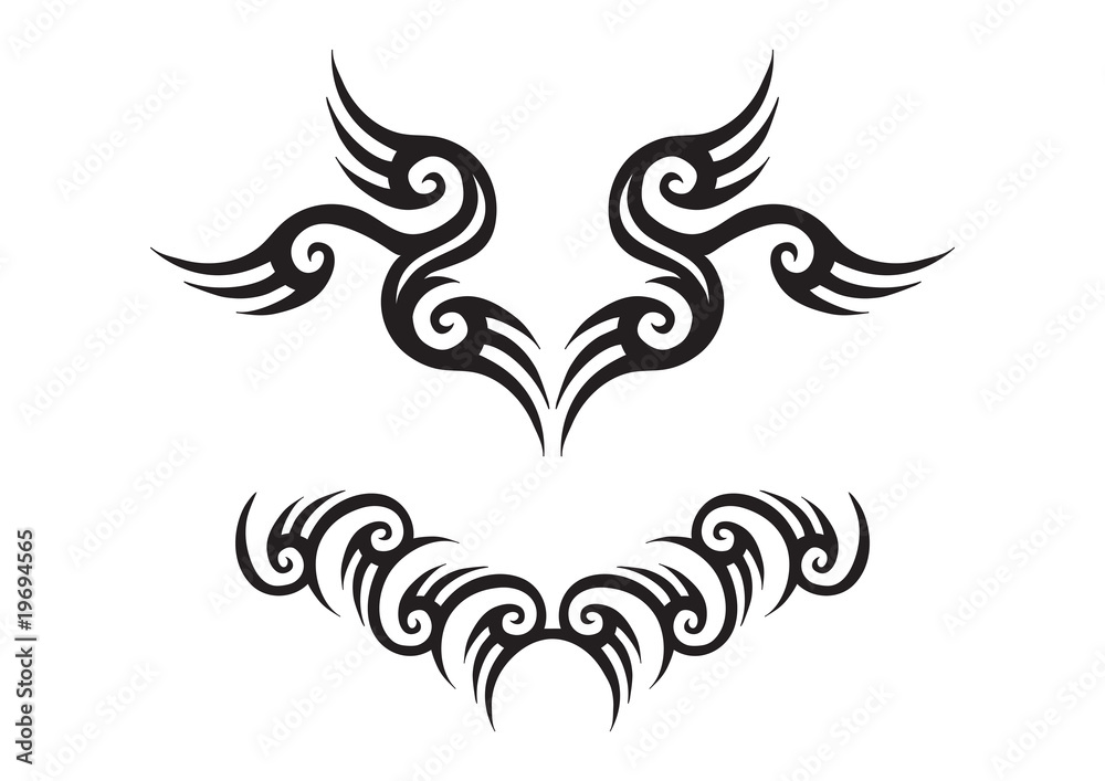 Tribal Tattoo Designs Isolated on White Background.