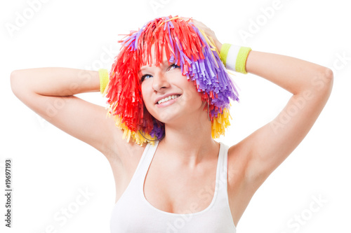 woman cheer leader with color hair