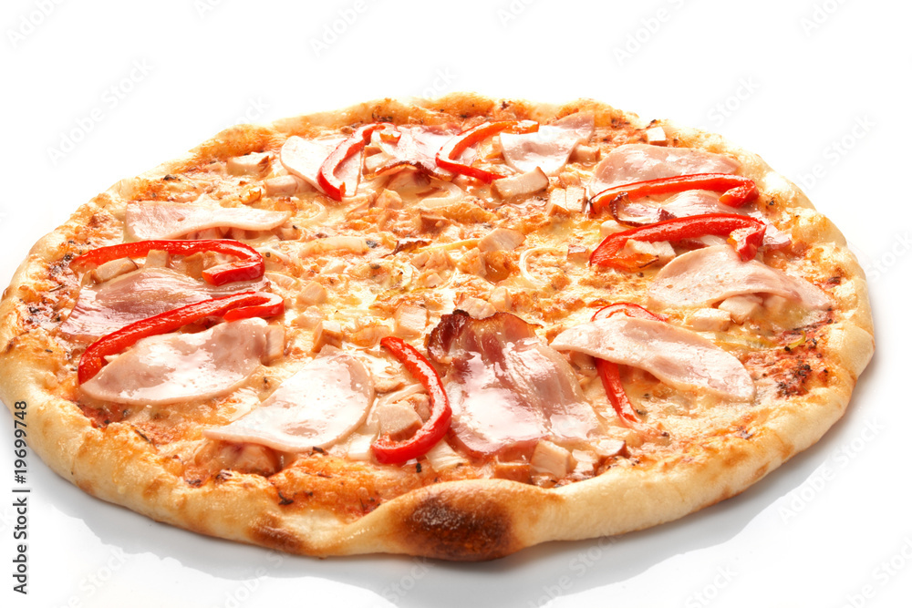 Pizza with pepper and ham