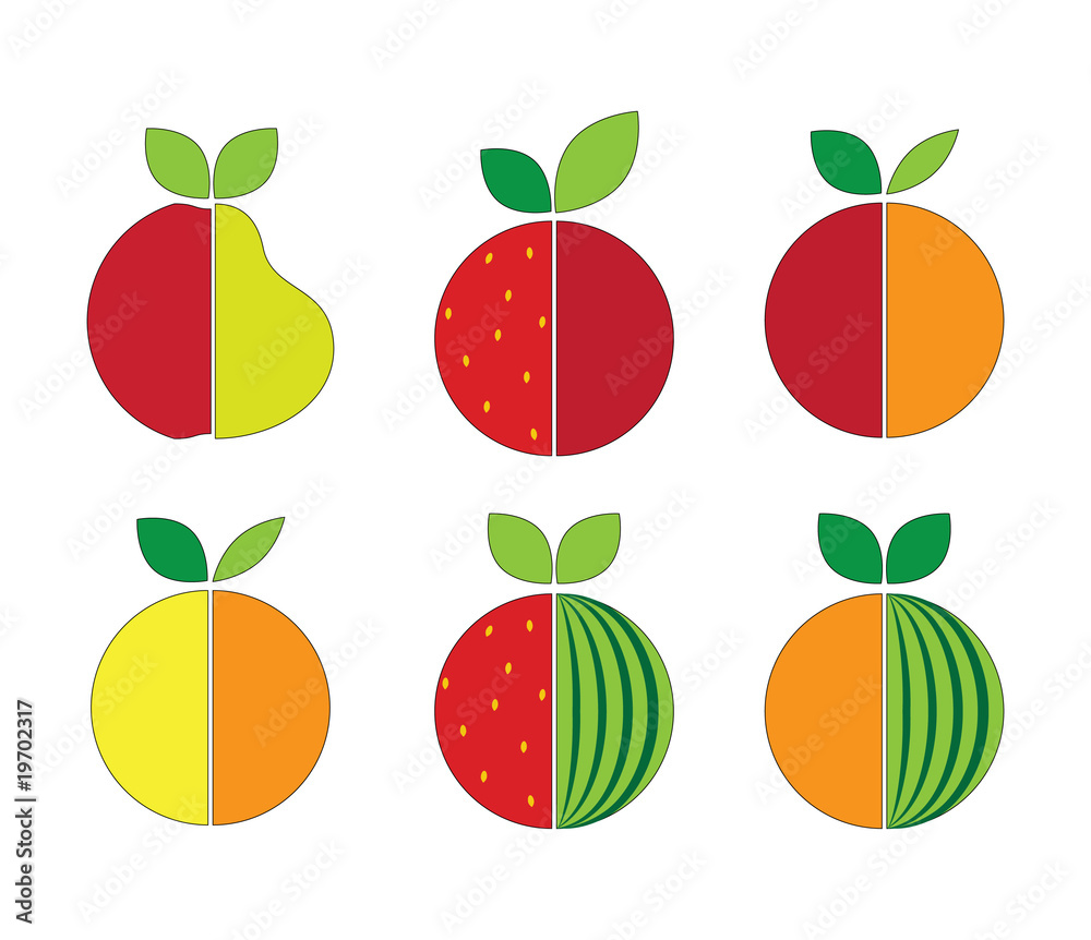 Vector illustration of fruits and berries Vector illustration of fruits and berries