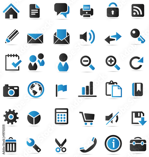 30 web icons blue