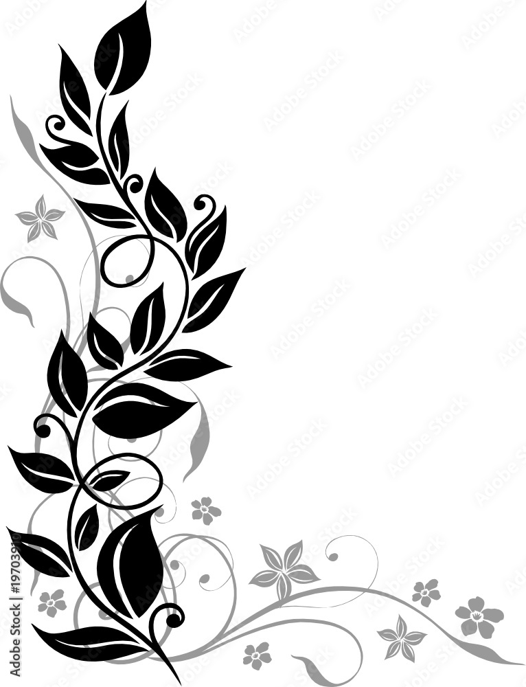 Rahmen, Blumen, floral, ornamental, filigran, Schnörkel Stock-Vektorgrafik  | Adobe Stock