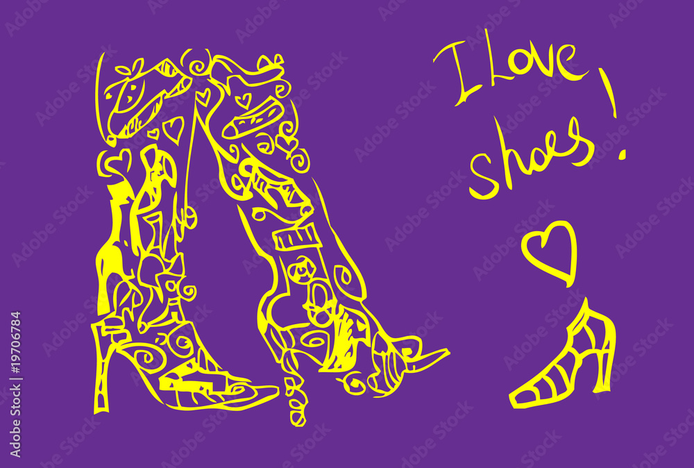 love shoes card, fake tattoo poster