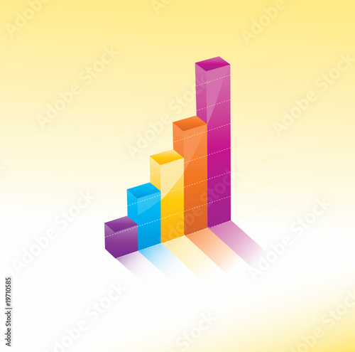 A 3D graph chart showing growth and success.