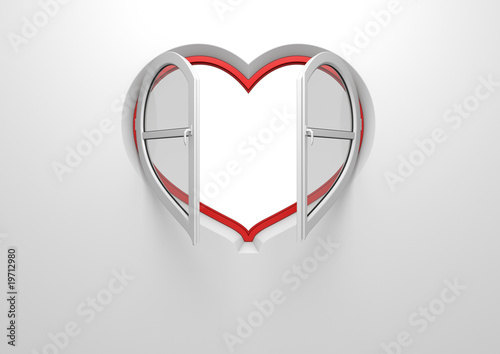 Heart window opened sun blinds (love, valentine day series)