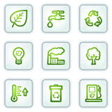 Ecology web icons, white square buttons series