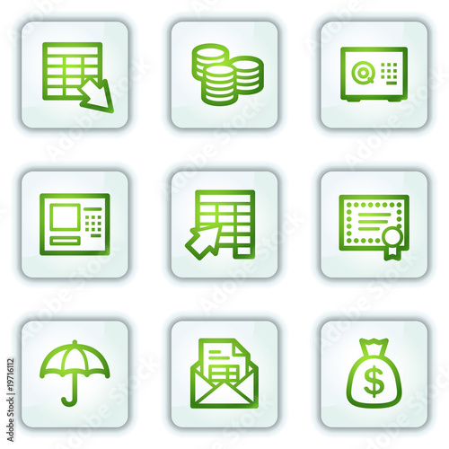 Banking web icons, white square buttons series