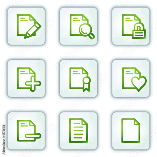 Document web icons set 2, white square buttons series