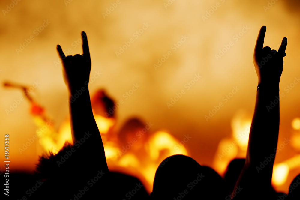 Cheering crowd at concert Cheering crowd at concert