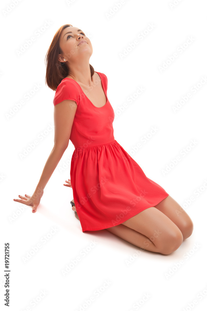 Naklejka premium Girl in red
