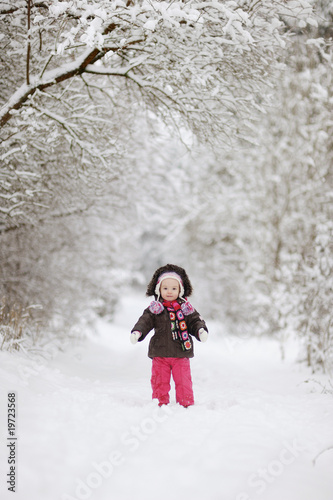 Little baby girl at winter