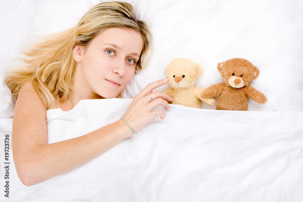 Girl and her stuffed animals Girl and her stuffed animals
