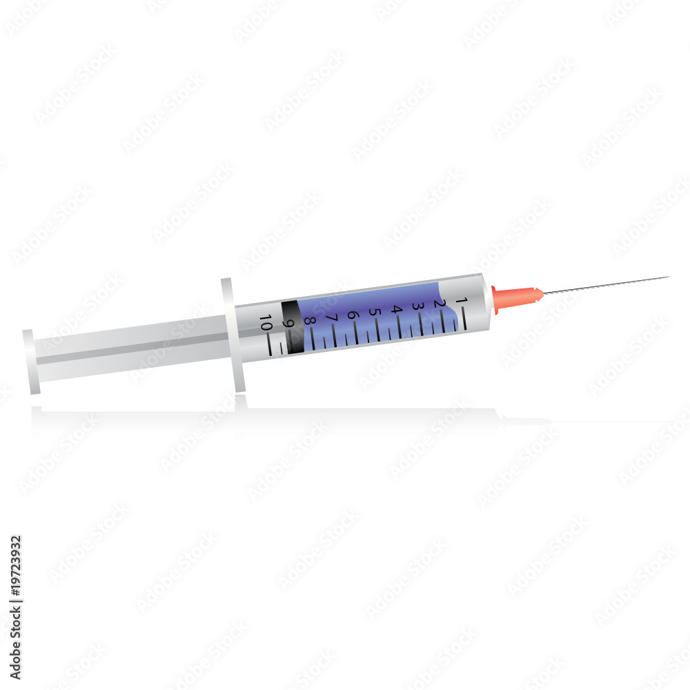 Fototapeta premium Syringe with shadow. Vector design element.