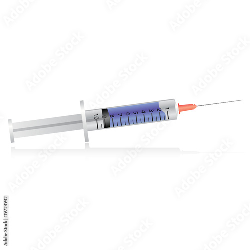 Syringe with shadow. Vector design element.