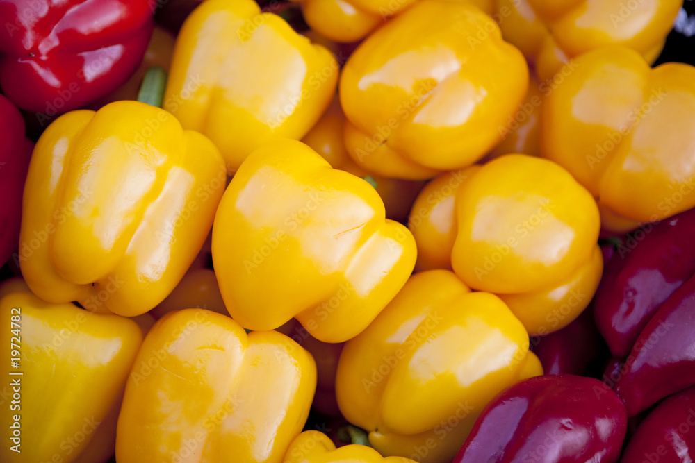 Yellow sweet peppers background Yellow sweet peppers background