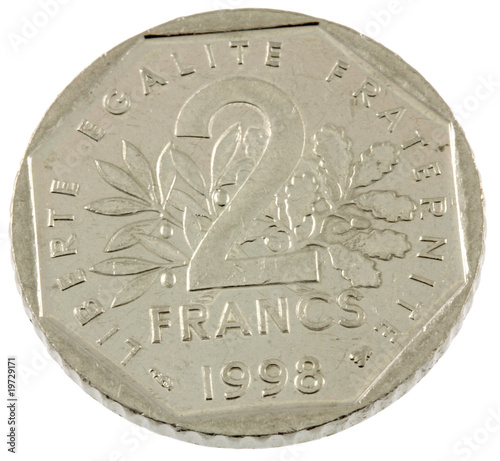 pièce 2 francs fond blanc photo