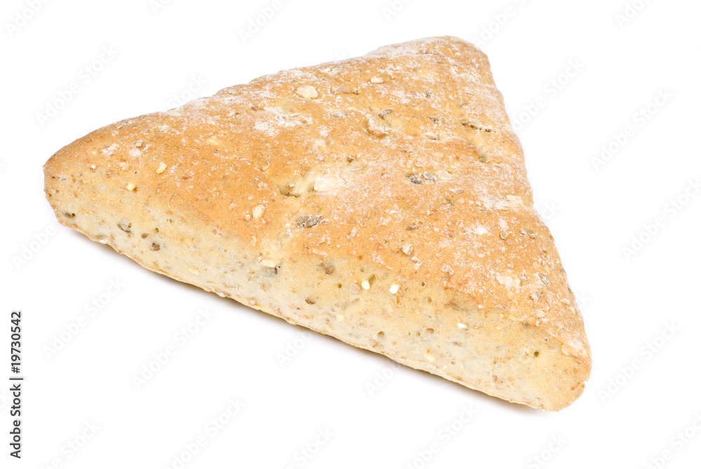 Multi-grain Focaccia Bread Isolated on White