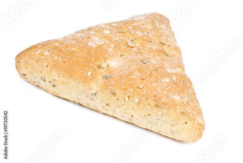 Multi-grain Focaccia Bread Isolated on White