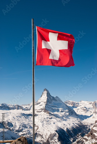 Matterhorn and Swiss Flag #19739355