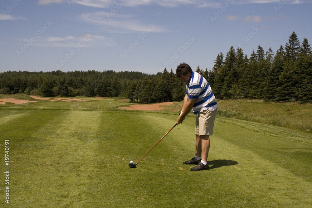 Fototapeta premium Golfer Addresses Ball