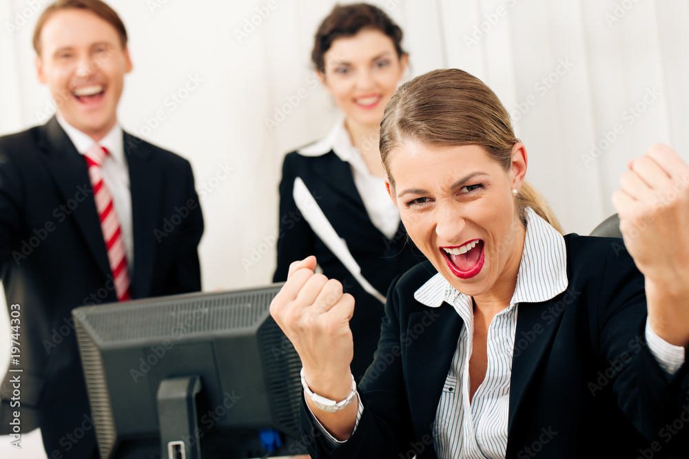 Businesspeople in office having great success Businesspeople in office having great success