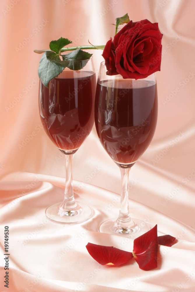 wine and red rose wine and red rose
