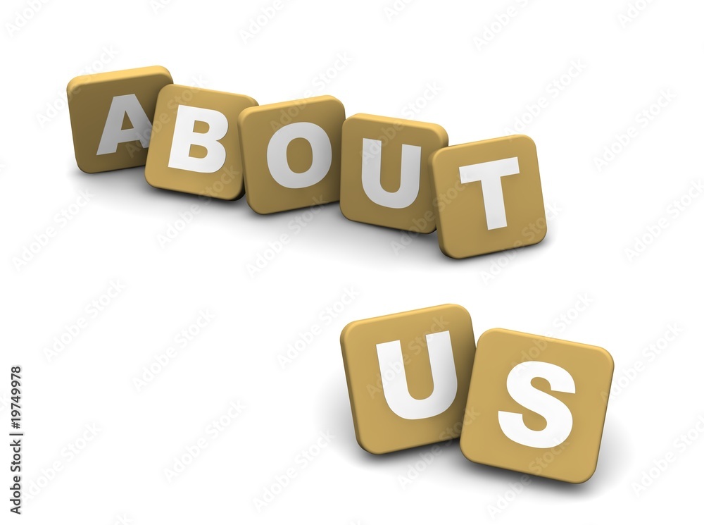About Us text. 3d rendered illustration isolated on white. About Us text. 3d rendered illustration isolated on white.