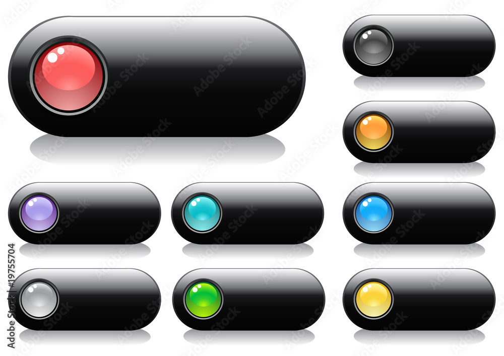 Glossy buttons for web design with spheres