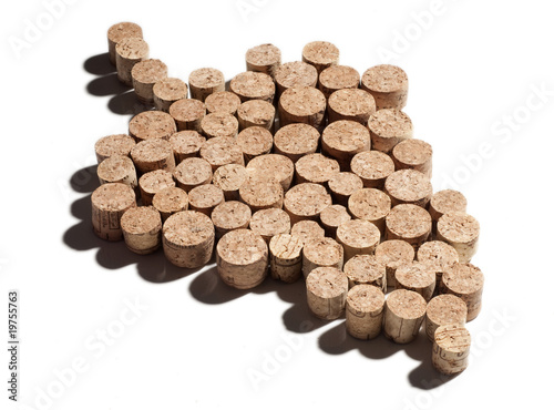 corks in shape of bunch isolated on white