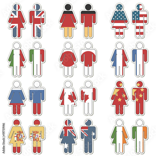 man woman flag stickers